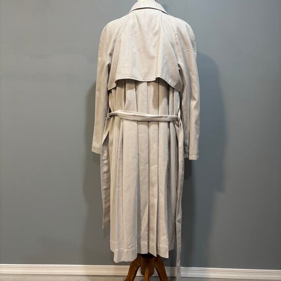 EXPRESS Cream/White Herringbone Light-weight Full Length Coat w/Belt, Sz Large - Picture 8 of 11